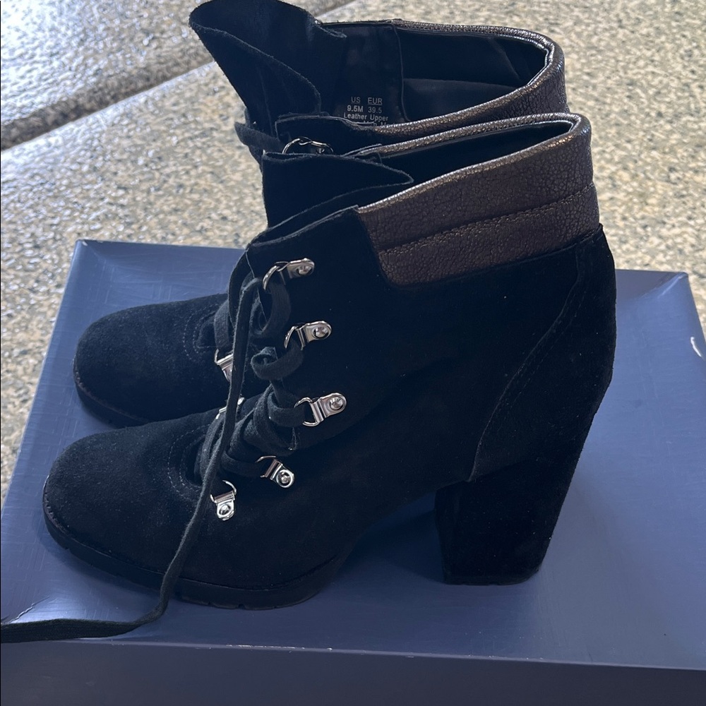 Sam Edelman Black Lace-Up Ankle Booties